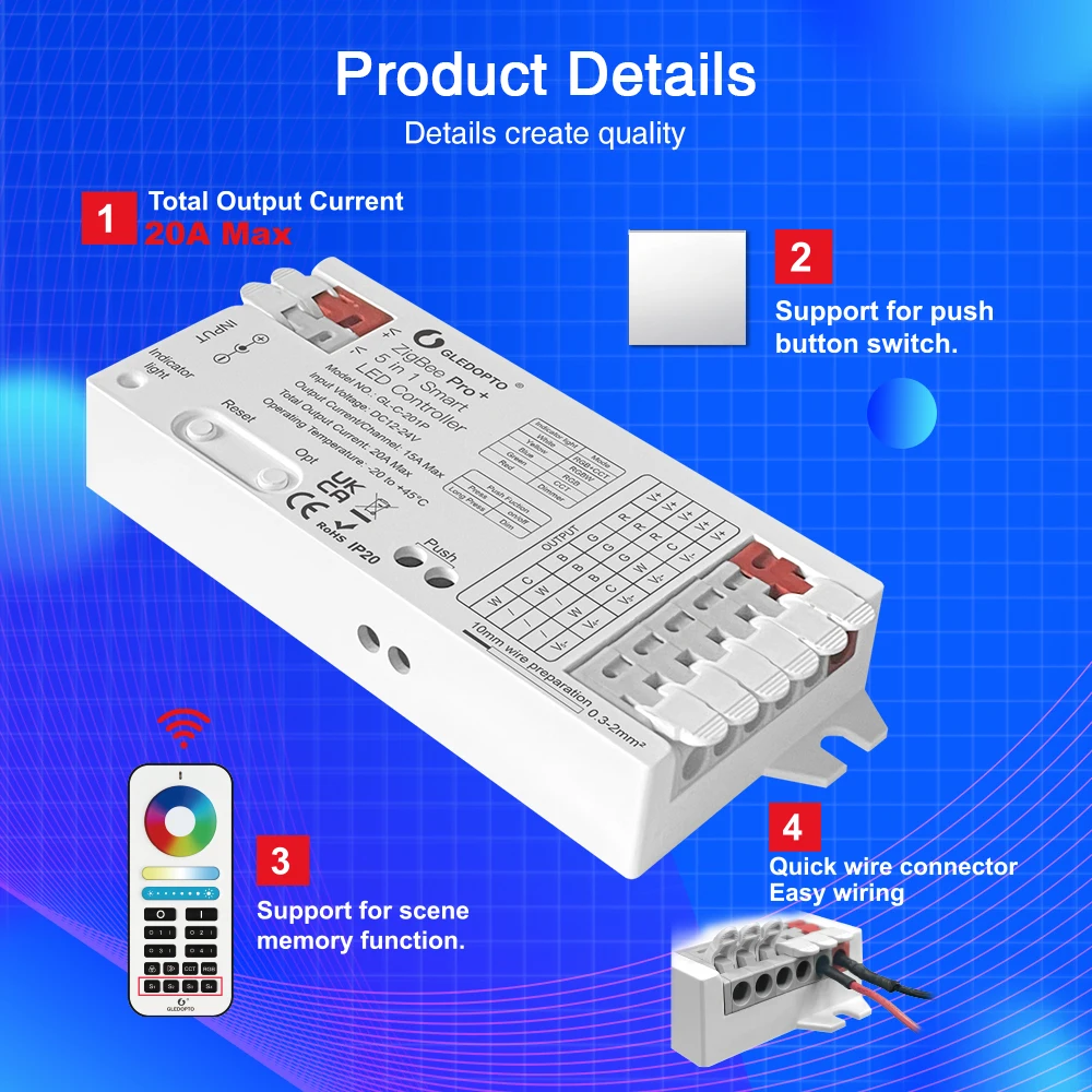 GLEDOPTO-tira de luces LED Zig - Zigbee Coordinator Stick reseña y precio